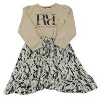 Béžovo-černé teplákovo/saténové šaty s nápisem River Island