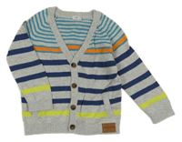 Šedo-barevný pruhovaný propínací svetr F&F