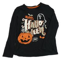 Černé halloweenské triko s dýní a nápisem 