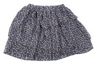 Čierna šifónová vrstvená kvetovaná sukňa H&M