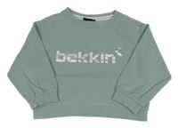 Modrošedá crop oversize mikina s logom Bekkin