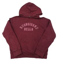 Vínová mikina s nápisom a kapucňou Mango