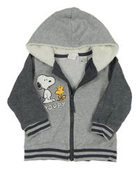 Sivo-tmavosivá prepínaci mikina so Snoopym a kapucňou H&M