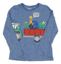 Modré melírované triko s dinosaury C&A