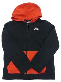 Černo-červená propínací mikina s logem a kapucí Nike