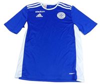 Safírovo-bílý funkční fotbalový dres se znakem Adidas