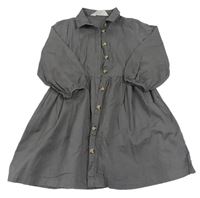 Tmavošedé plátěné propínací košilové šaty H&M