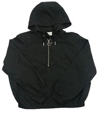 Čierna šušťáková crop vetrovka s kapucňou Matalan