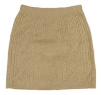 Béžová rebrovaná vzorovaná vlnená sukňa PRIMARK