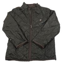 Tmavohnedá prešívaná šušťáková zateplená bunda s nášivkou ESPRIT