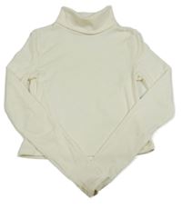 Smotanový rebrovaný crop rolák SHEIN