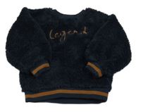 Tmavomodrá chlpatá mikina s nápisom PEP&CO