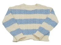 Smetanovo-modrý vzorovaný crop sveter St. Bernard