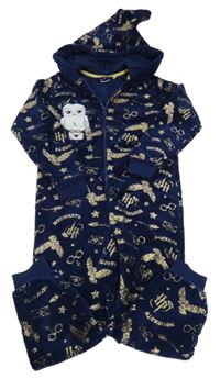 Tmavomodrá plyšová kombinéza s Hedwigou - Harry Potter a kapucí