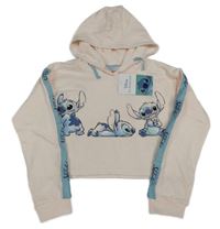 Nové - světlerůžová crop mikina se Stitchem a pruhem a kapucí Disney