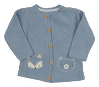 Modrý prepínaci sveter so zvieratkami Mothercare