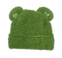 Zelená huňatá zateplená čepice - žabička