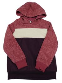 Švestkovo-bílo-jahodová fleecová mikina s kapucí Topolino