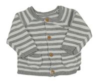 Šedo-bílý pruhovaný propínací svetr Matalan