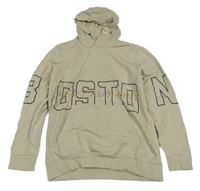 Béžová mikina s nápisom a vreckom a kapucňou OVS