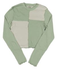 Světleolivovo-smotanové rebrované crop tričko H&M