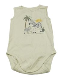 Smotanové tílkové body so zebrami a palmou C&A