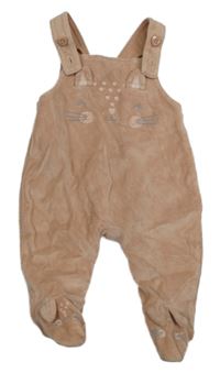 Pudrové sametové dupačky s kočičkou George