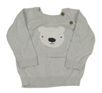 Svetlosivý melírovaný sveter s medvedíkom F&F