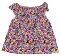 Ružový top s lístečky a volánikom Y.F.K.