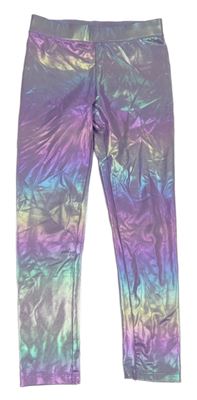 Fialovo-růžovo-modré metalické legíny H&M