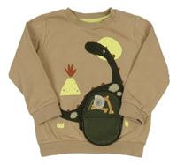 Béžová mikina s dinosaurom F&F