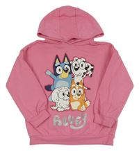 Růžová mikina s Bluey s kamarády a kapucí George