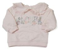 Svetloružová mikina s králíčkem - Peter Rabbit a golierikom s madeirou