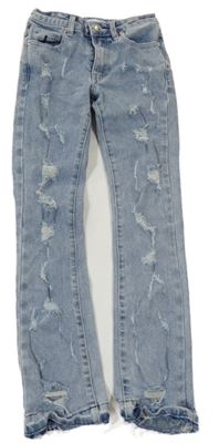 Modré plesňové skinny rifle s vyšúchaním