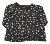 Černé crop triko s kytičkami PRIMARK