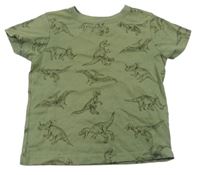 Khaki tričko s dinosaurami Primark