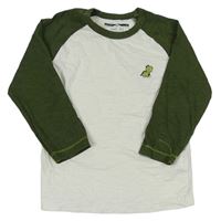 Bílo-zelené triko s dinosaurem Next