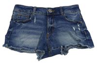 Modré rifľové kraťasy s vyšúchaním River Island