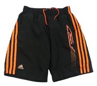 Černé šusťákové podšité kraťasy s logem Adidas