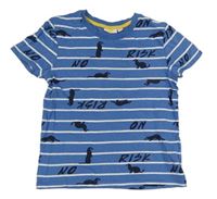 Modro-biele pruhované tričko s kunami Kids