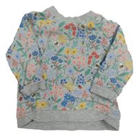 Sivá melírovaná kvetovaná mikina s včelami H&M