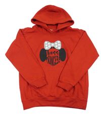 Červená mikina s Minnie a kapucňou zn. AWDis