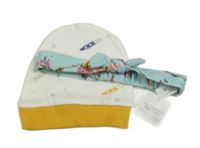 2set - Biela bavlnená čapica s raketami + svetlomodrá kvetovaná čelenka