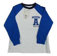 Nové - Bílo-safírové triko s písmenem Peacocks