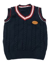 Tmavomodrá svetrová vesta s nášivkou