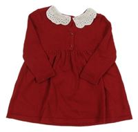 Červené svetrové šaty s golierikom s madeirou H&M