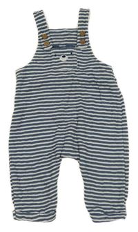 Tmavomodro-bílé pruhované prošívané laclové tepláky s medvědem Nutmeg