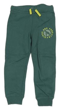 Tmavozelené tepláky s dinosaurem H&M