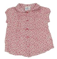 Bielo-tmavoružová kvetovaná blúzka Topomini