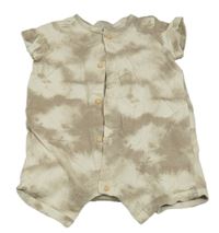 Béžovo-hnědý batikovaný bavlněný kraťasový overal H&M